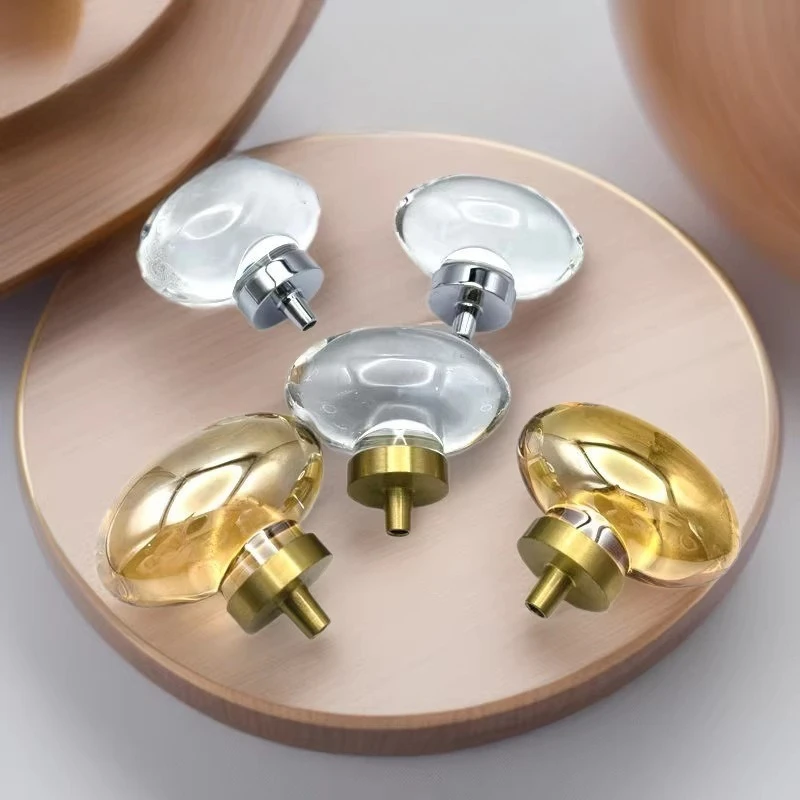 Brass Crystal Cabinet Pulls, Pigeon Egg Shape Wardrobe Drawer Handles, Kids Room Furniture Door Knobs