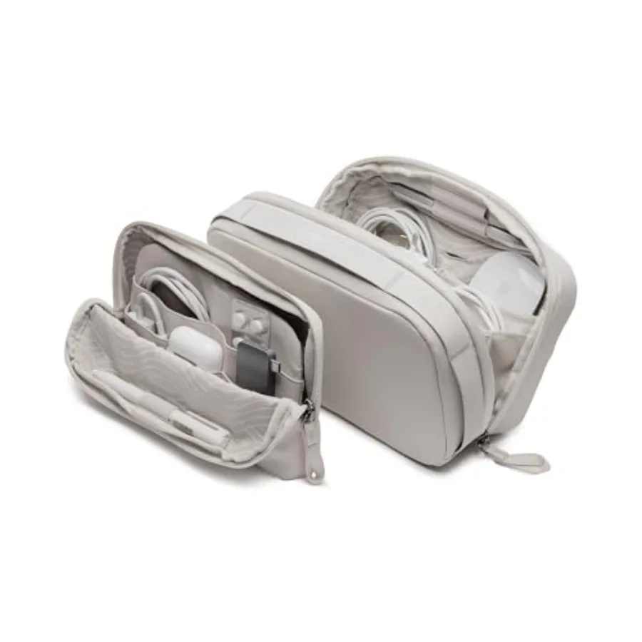 

Чехол для технических аксессуаров Orbitkey KonMari 2-в-1 цвета Stone для организованного хранения техники в дороге, с компактным дизайном и прочным материалом