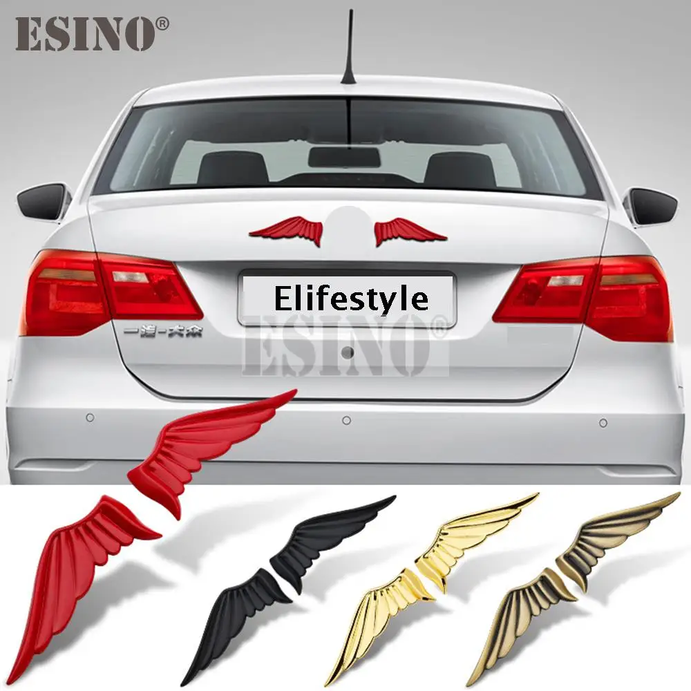 Car Styling Funny Angel Wings Metal Zinc Alloy 3D Adhesive Emblem Badge Sticker Decal for Volkswagen BMW Honda Toyota Subaru Kia