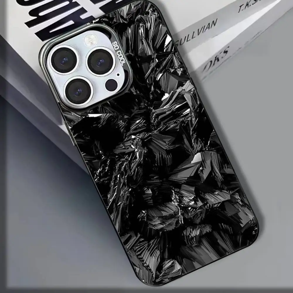 حافظة هاتف فنية من ألياف الكربون لهاتف آيفون 16,15,14,13,12,11,8,7,Pro,Max,Plus,Mini,XS,SE غطاء غير لامع مقاوم للصدمات