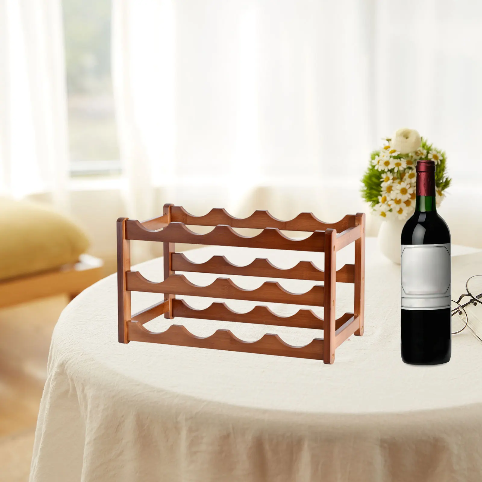 Red Wine Rack Wooden Bottle Shelf Wine Stand Storage Organizer Household Wine Display Rack Tabletop Bottle Holder Home Decor