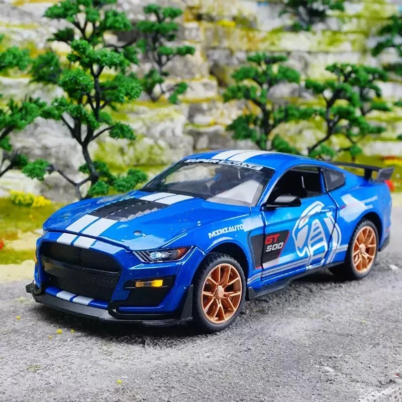 1:24 Mustang GT500 Sports Car Simulation Diecast Car Metal Alloy Model Sound Light Car Toys Collection Gifts