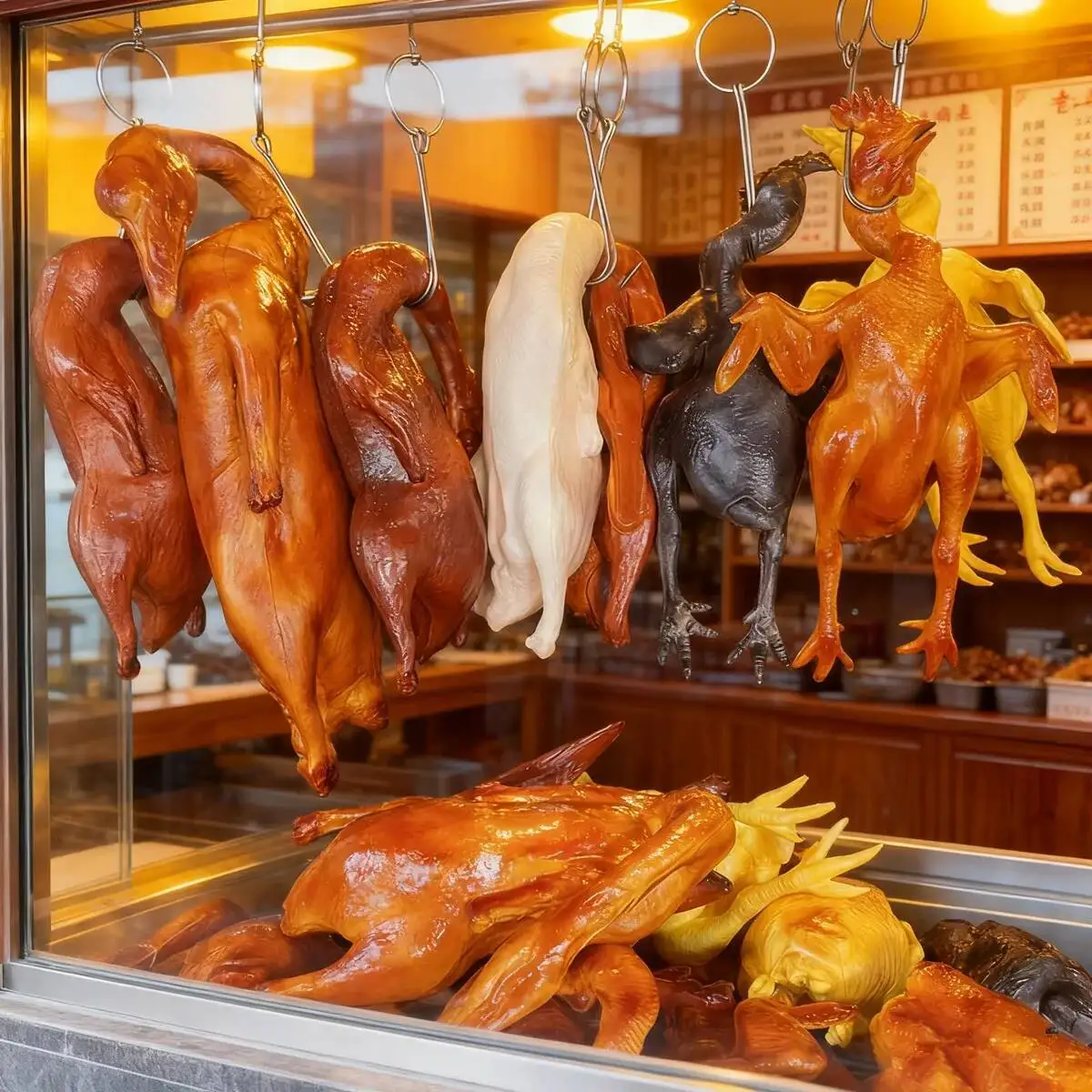 

PU Fake Roast & Braised Poultry, Spoof Props - Realistic Chicken Duck Goose Model, Food Display Prop For Photography Shop Window