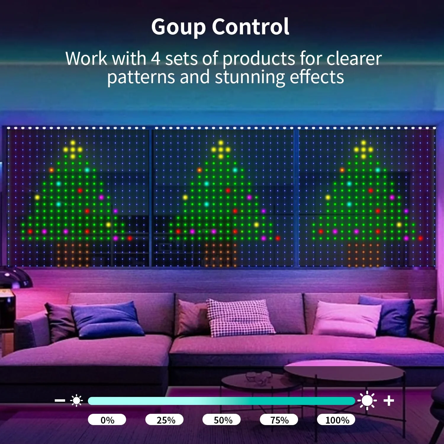 Imagem -06 - Inteligente Rgbic Cortina Luzes da Corda Bluetooth App Controle Natal Luz de Fadas Guirlanda Faça Você Mesmo Imagem Exibição Decoração do Casamento 200leds