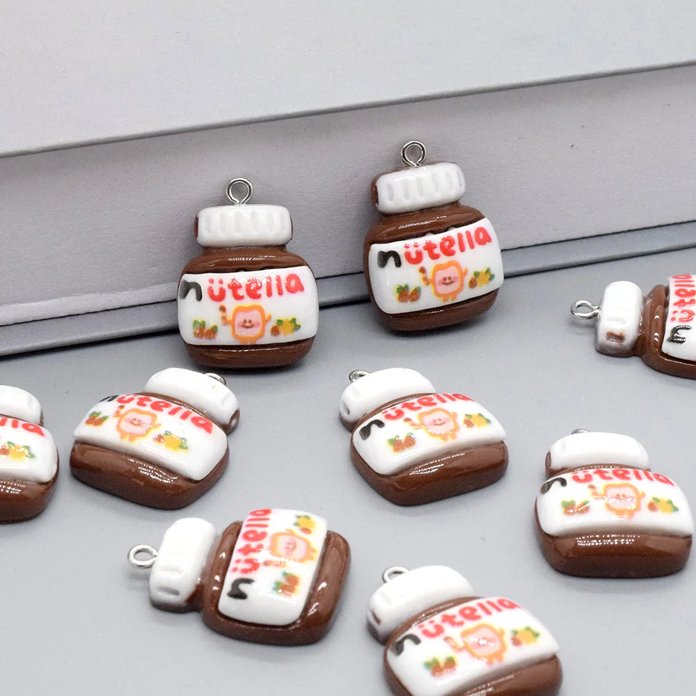 10pcs Kawaii Chocolate Bread Sauce Resin Charms Cartoon Food Crafts Pendant For Earring Keychain Diy Jewelry Make