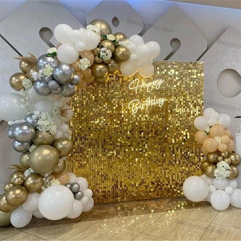 12 Stück schimmernde Wandhintergrund, silberfarben, quadratisch, mit Pailletten, schimmerndes Wandpaneel für Geburtstag, Hochzeit, Babyparty, Party-Hintergründe – Detail 33