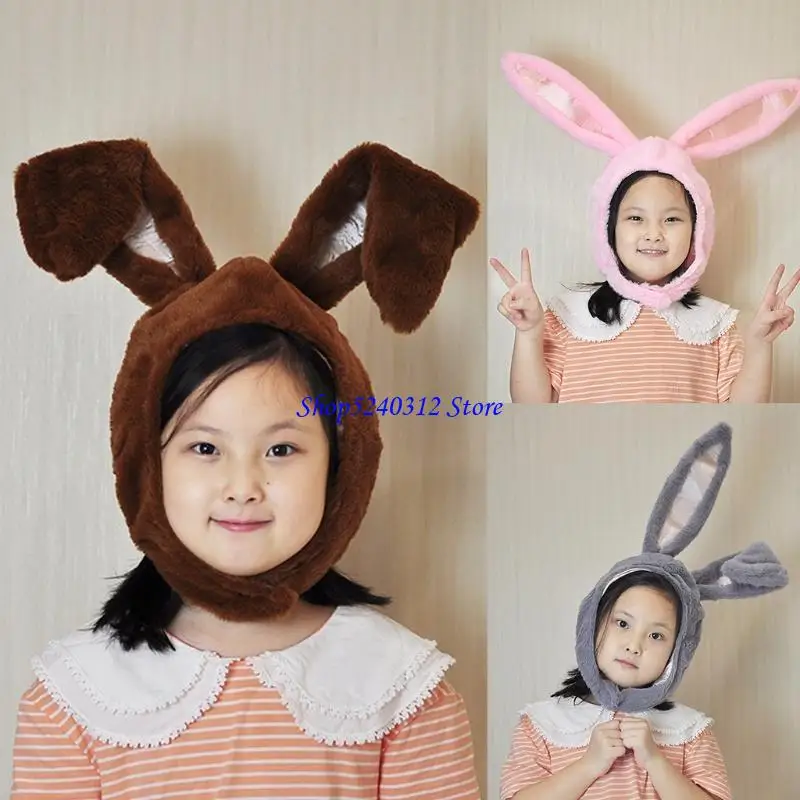 634C Bunny Ears Short Plush Hat Funny Rabbit Animal Stuffed Toy Cosplay Headgear Cap