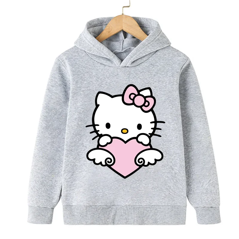 

New Hello Kitty Sanrio Kawaii Children Hoodie Kids Clothes Funny Haruno Sakura Hoodies for Teen Girls Baby Sweatshirt