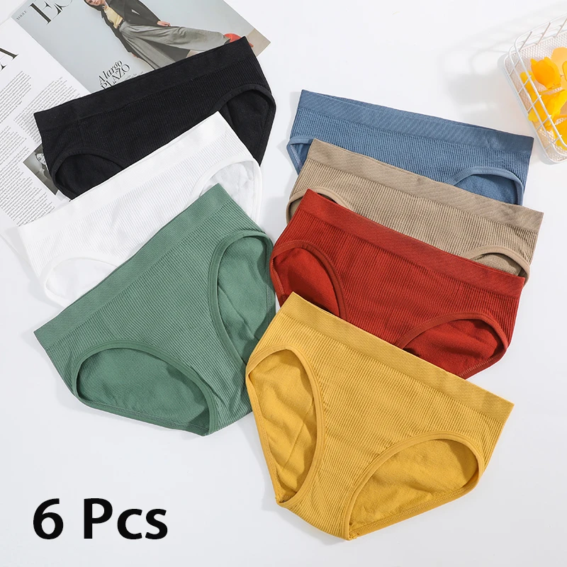 

6Pcs Seamless Panties Women Stretch Brief Panty Low Rise Bikini Underwear Sexy Female Full Coverage Underpants Lingerie Panty