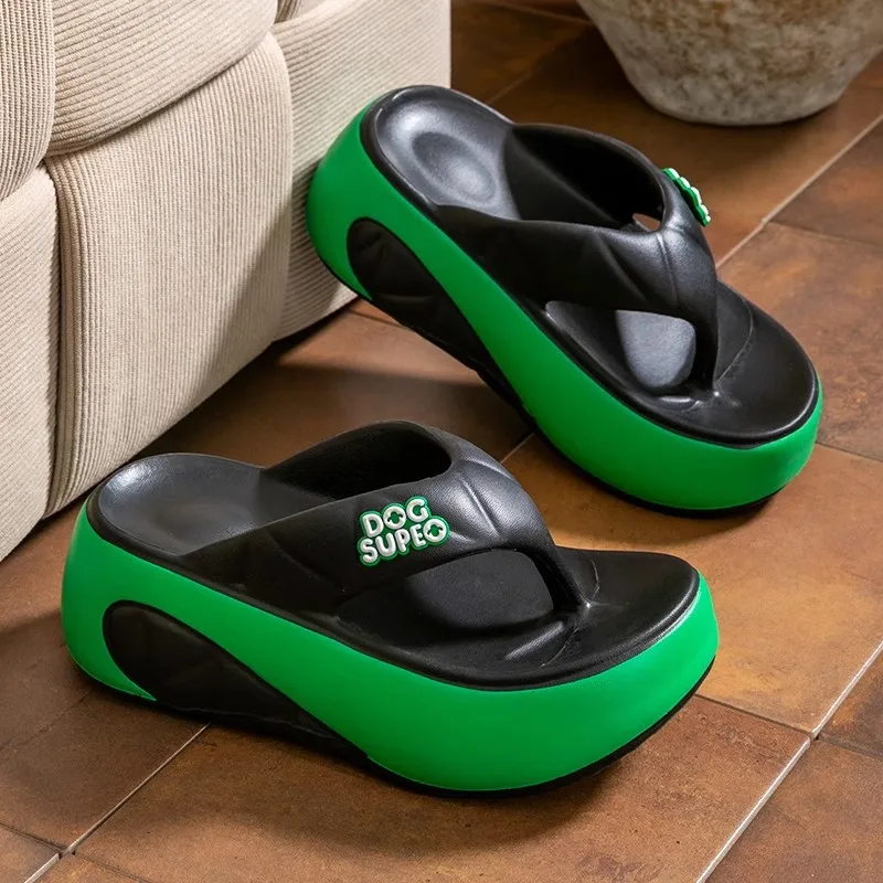 Ladies Platform Chunky Flip-flops 2025 New High Heels Elevator Shoes Girls Summer Beach Slides Woman Wedges Flip Flop