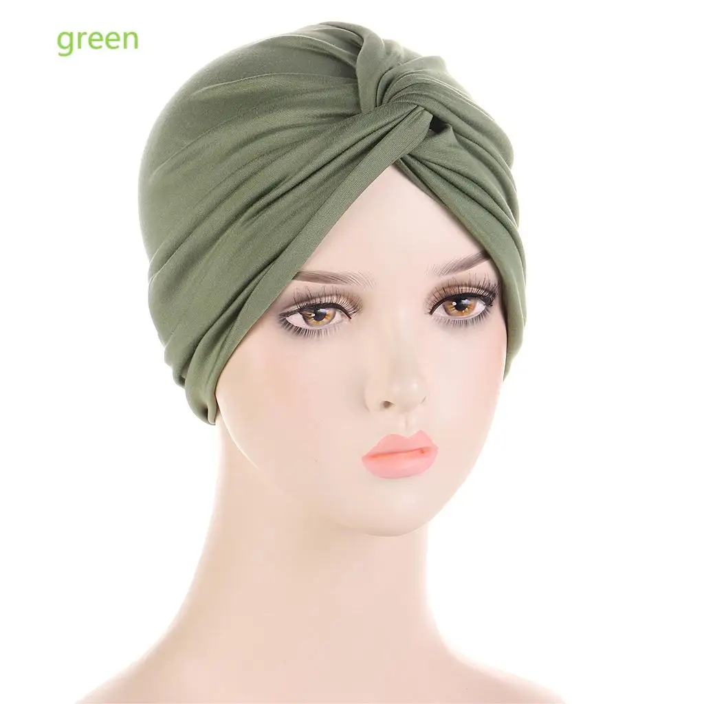 Muslim Women Cross Hijab Ruffle Chemo Sleep Turban Bonnet Headwear Scarf Beanie Cap Hat for Cancer Patient Hair Loss Accessories