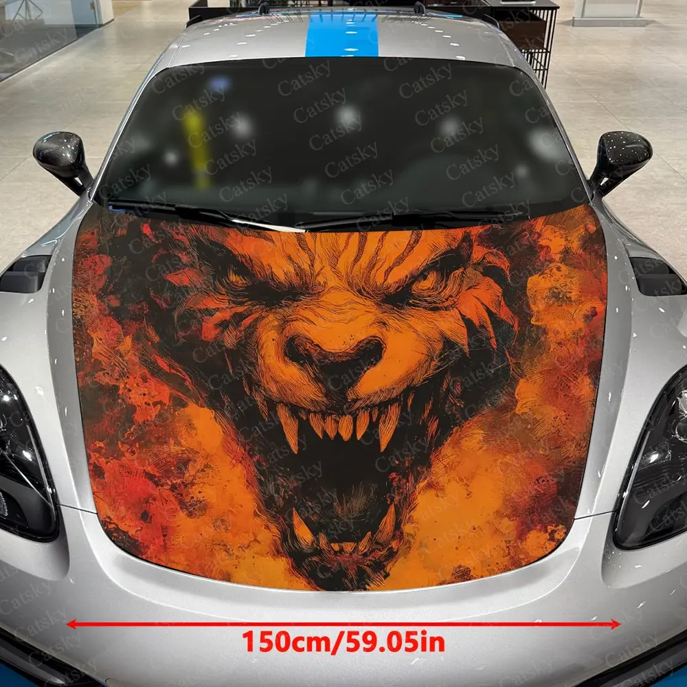 Fierce Monster Car Hood Stickers, Eye-catching Patterns, Multi-purpose Stickers, Gifts For Friends, Christmas Decoration Sticker