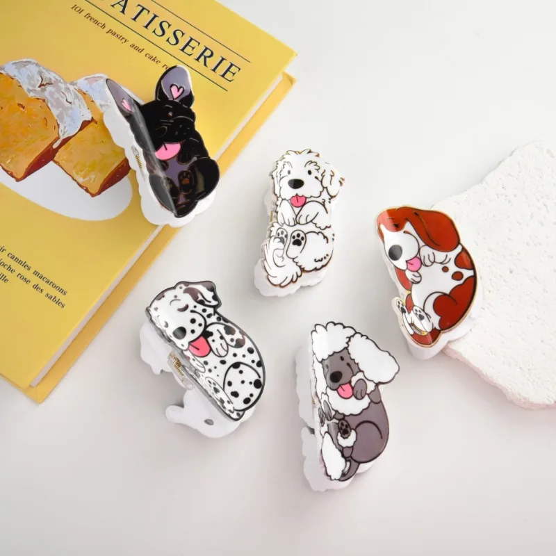 New Cute Puppy Hair Claw Acrylic Pet Dog Crab Hair Clips Dog Lovers Dalmatian Poodle Hair Accessory for Women Girls Hairpins