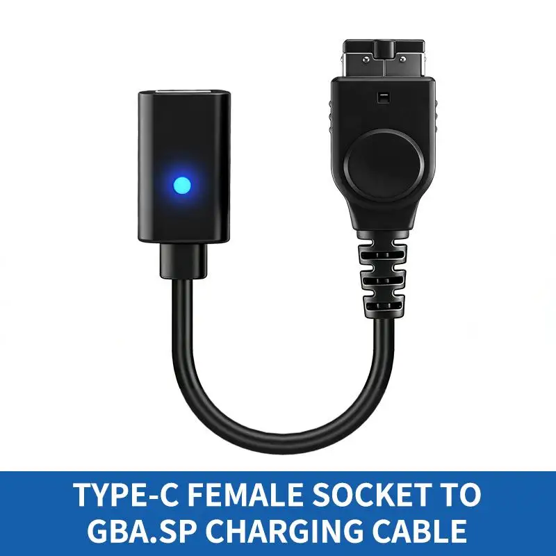 USB Type C Charging Cable For GBA SP Game Boy Advance With LED Indicator Light Power Supply Wire Game Console Cord