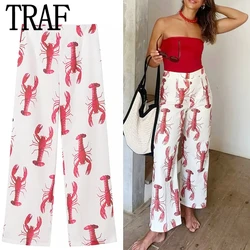 TRAF Animal Print High Shot Pants Women Pants Summer 2024 Baggy Pants Woman Korean Reviews Many Clothes Elegant Casual Trousers