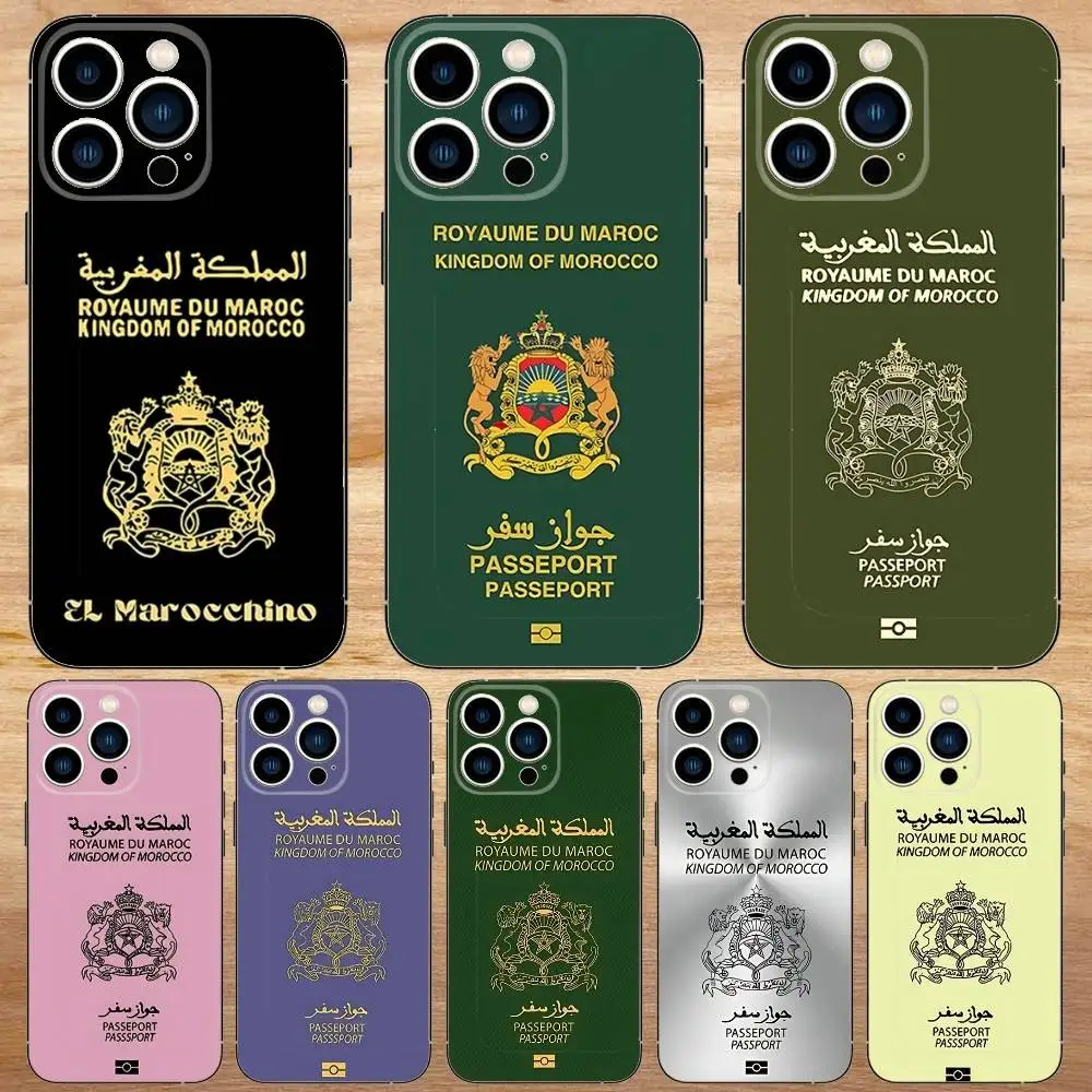 

Morocco Passport Phone Case For iPhone 16,15,14,13,12,11,Pro,Max,Plus,Mini,X,XS,XR,8,7,6,S,Plus,SE Soft Black Case