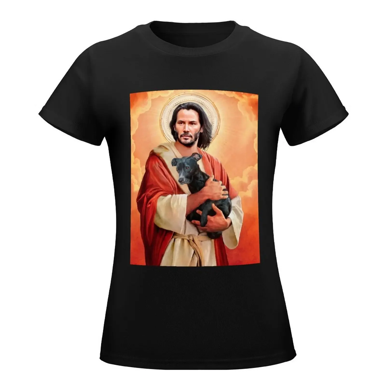 keanu jesus Canvas P T-Shirt Aesthetic clothing funny cropped t shirts for Women