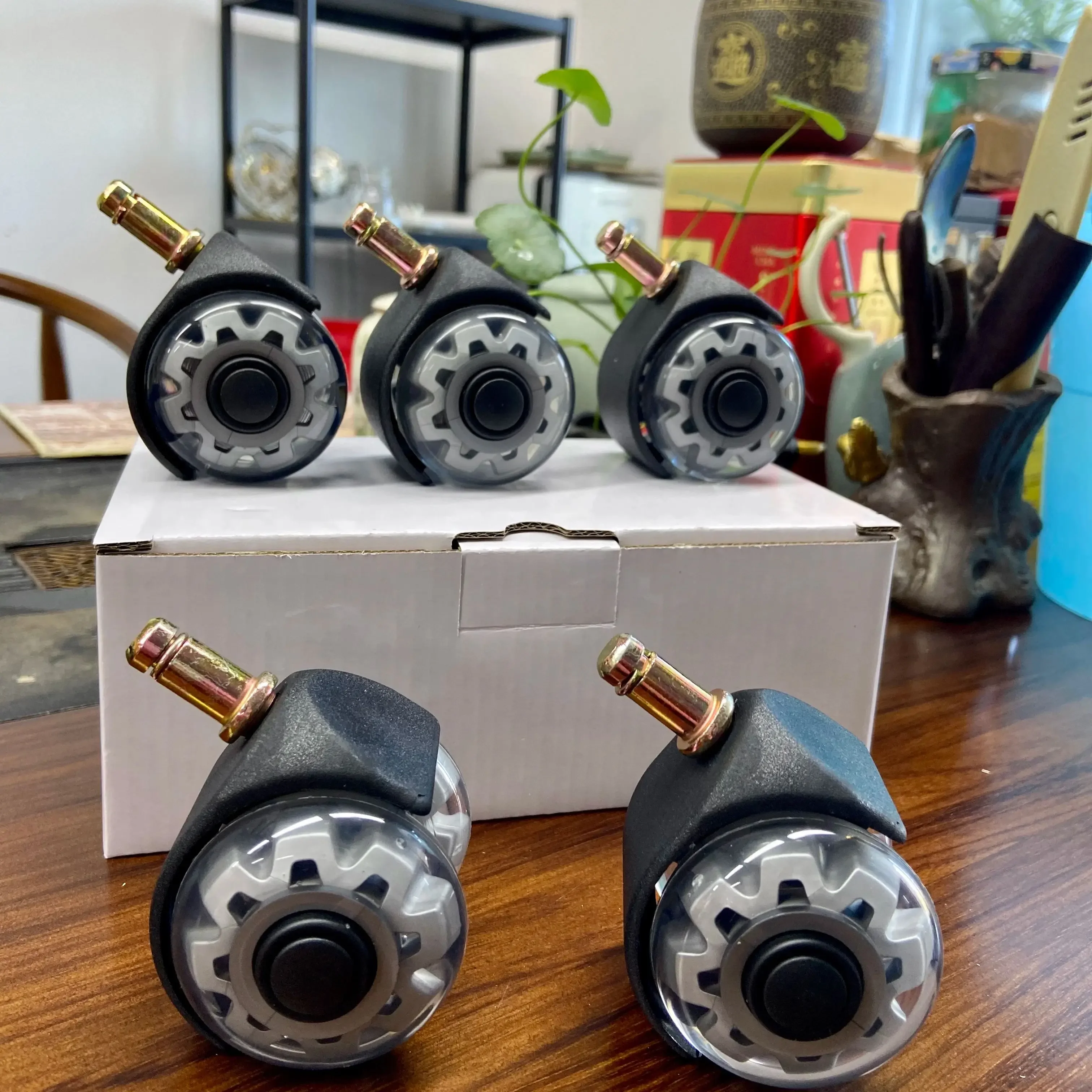 M10x22mm Heavy Duty Office Chair Caster Wheels, Quick and Quiet Rolling Chair Casters, 2 in, Set of 5