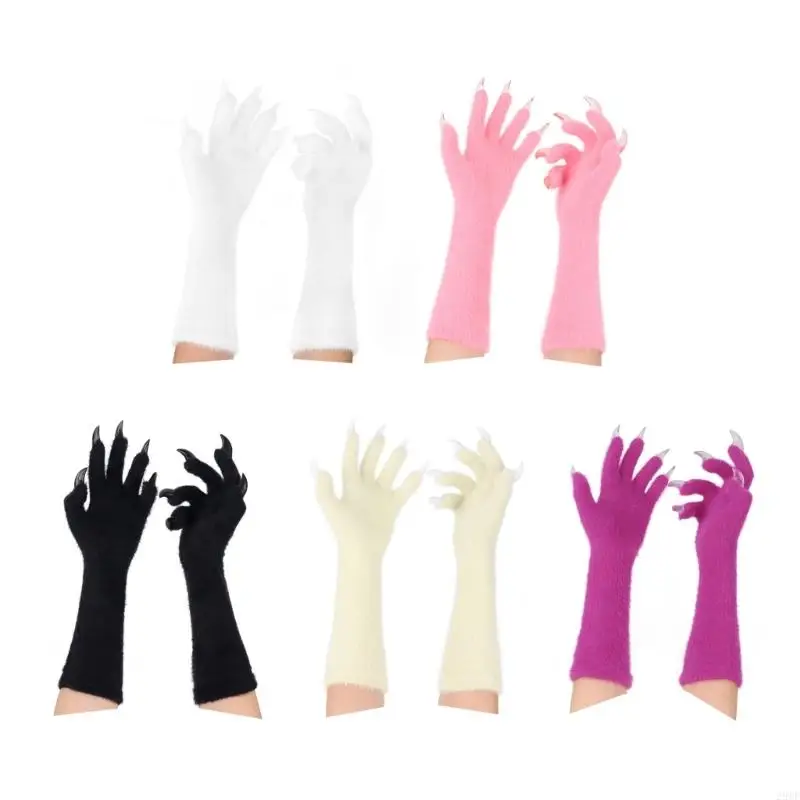 2025 Neue Long Nails Klauenhandschuhe Premium Nylon Handschuh Halloween Party Accessoires leicht zu reinigen Rollenspiele für