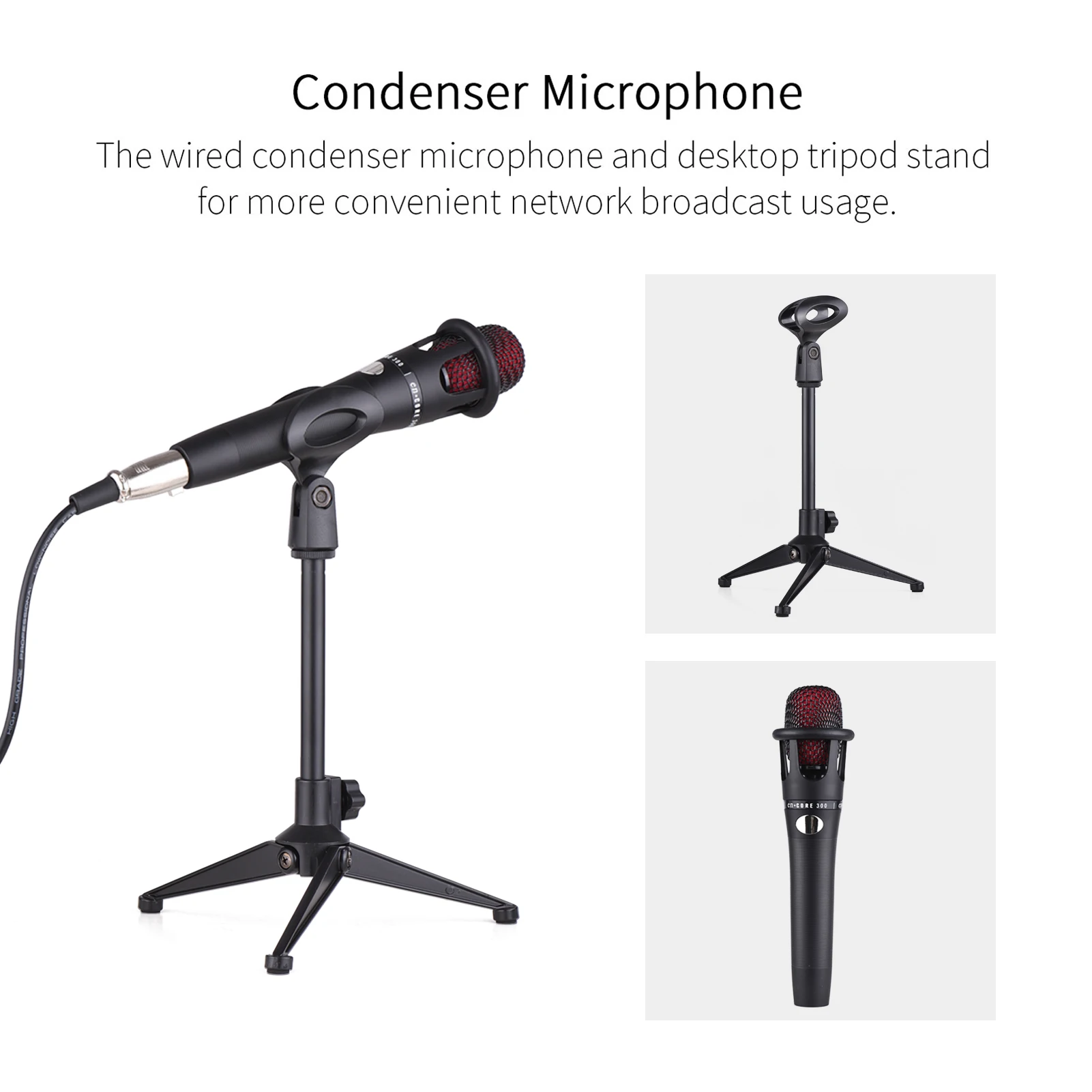 SK300 Live Sound Card External Voice Changer Audio Mixer Kit Multiple Sound Effects with Microphone Mic Stand Earphone