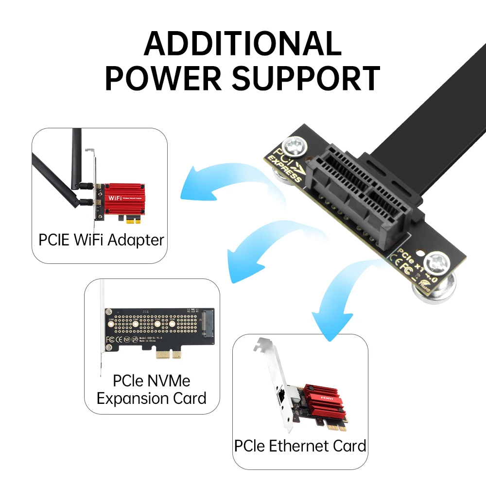 PCIe 4.0 Riser Cable 10cm Flexible x1 to x1 Extension Card for Vertical GPU Mount Mini ITX PC Build Compatible with PCIe 3.0/2.0