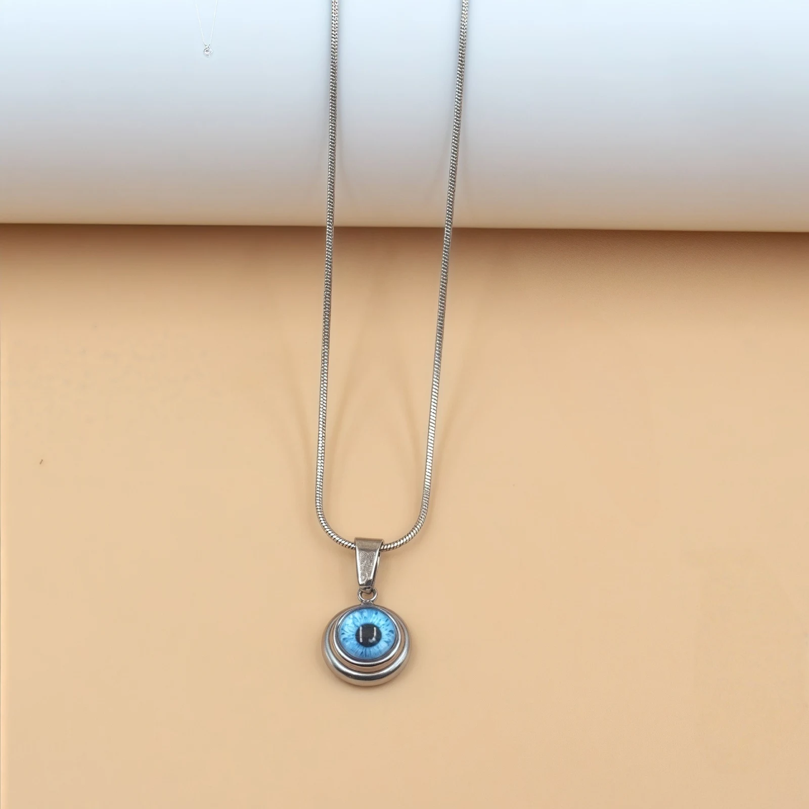 Edelstahl-Böses-Auge-Anhänger Türkisches Blaues Auge Halskette für Damen Modeschmuck Accessoires – Detail 1