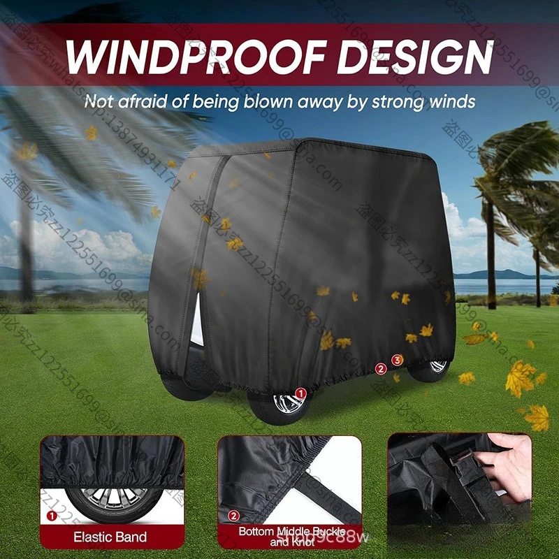 Suitable for Golf Cart Cover for 2 Passengers, Waterproof Golf Cart Cover Extended Roof Outdoor Dust Proof, Black