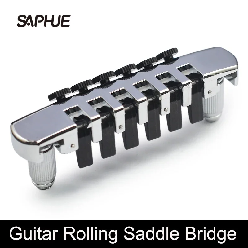 Guitar Rolling Saddle Bridge Tailpiece, Hidden Studs, Compatible for LP, Les Paul, 6-String Electric Gutiar