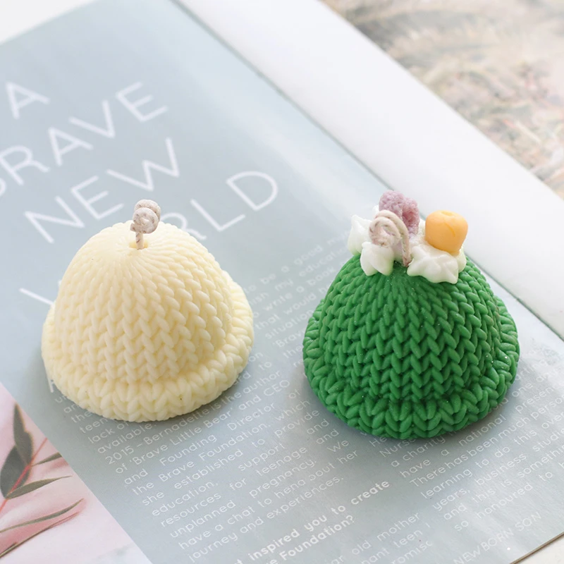 

QT0507 PRZY Mould Silicone Wedding Birthday Knitted Wool Cap Candle Mold Soap Molds Knitted Hat Clay Resin Moulds