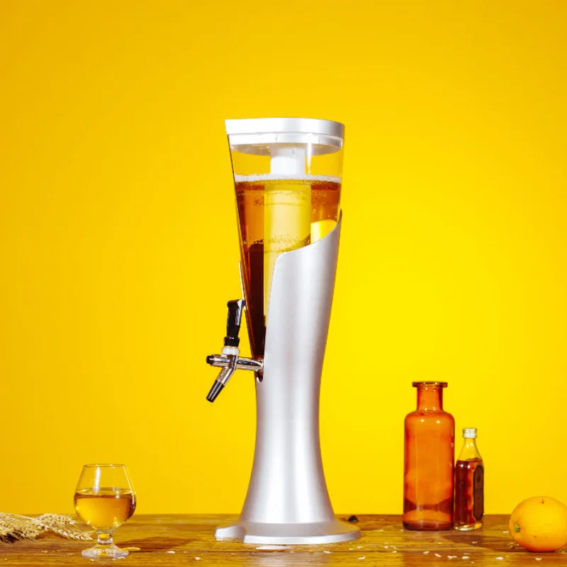 

Cafeteria Internet celebrity desktop beer dispenser tower cold beverage machine with ice juice bucket 3 liters outlet cannon bar