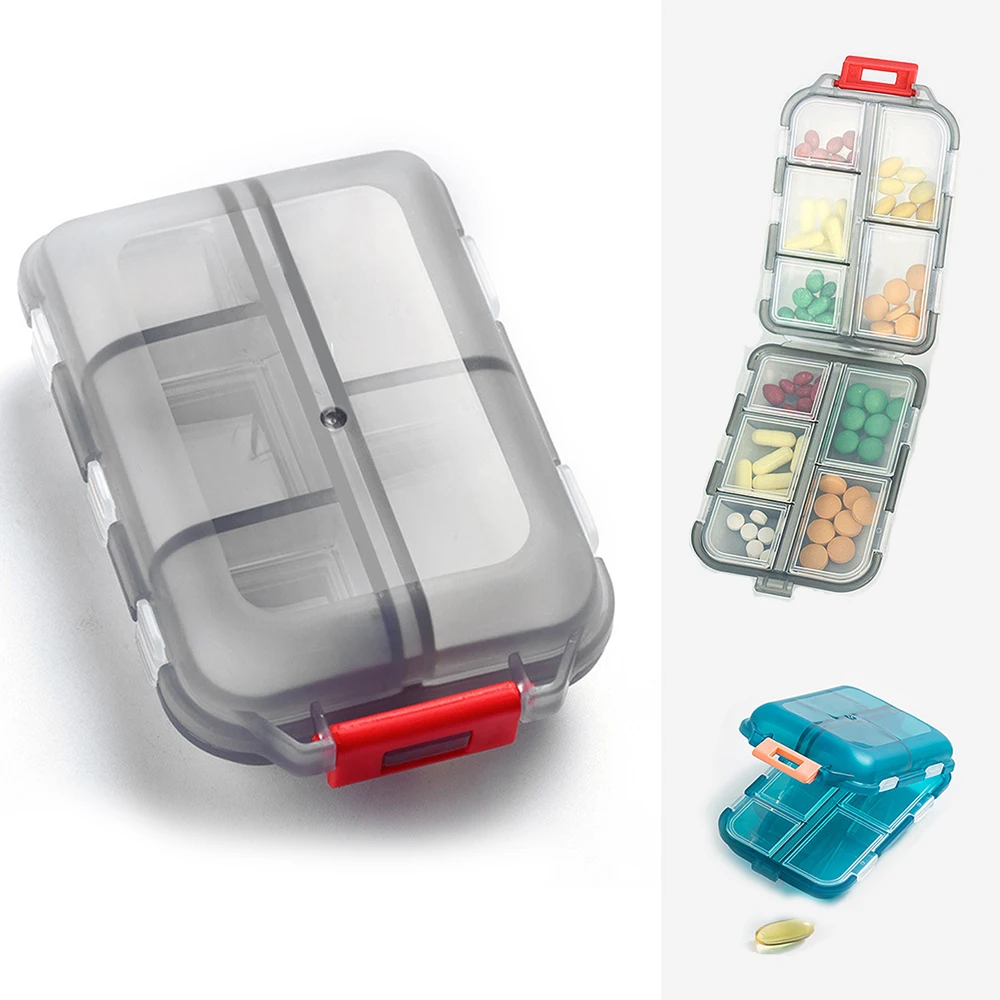 Travel Pill Organizer Convenient Dispenser Portable Pocket Pharmacy Medicine Box Small Case 10 Grids Storage Vitamin Fish Oil