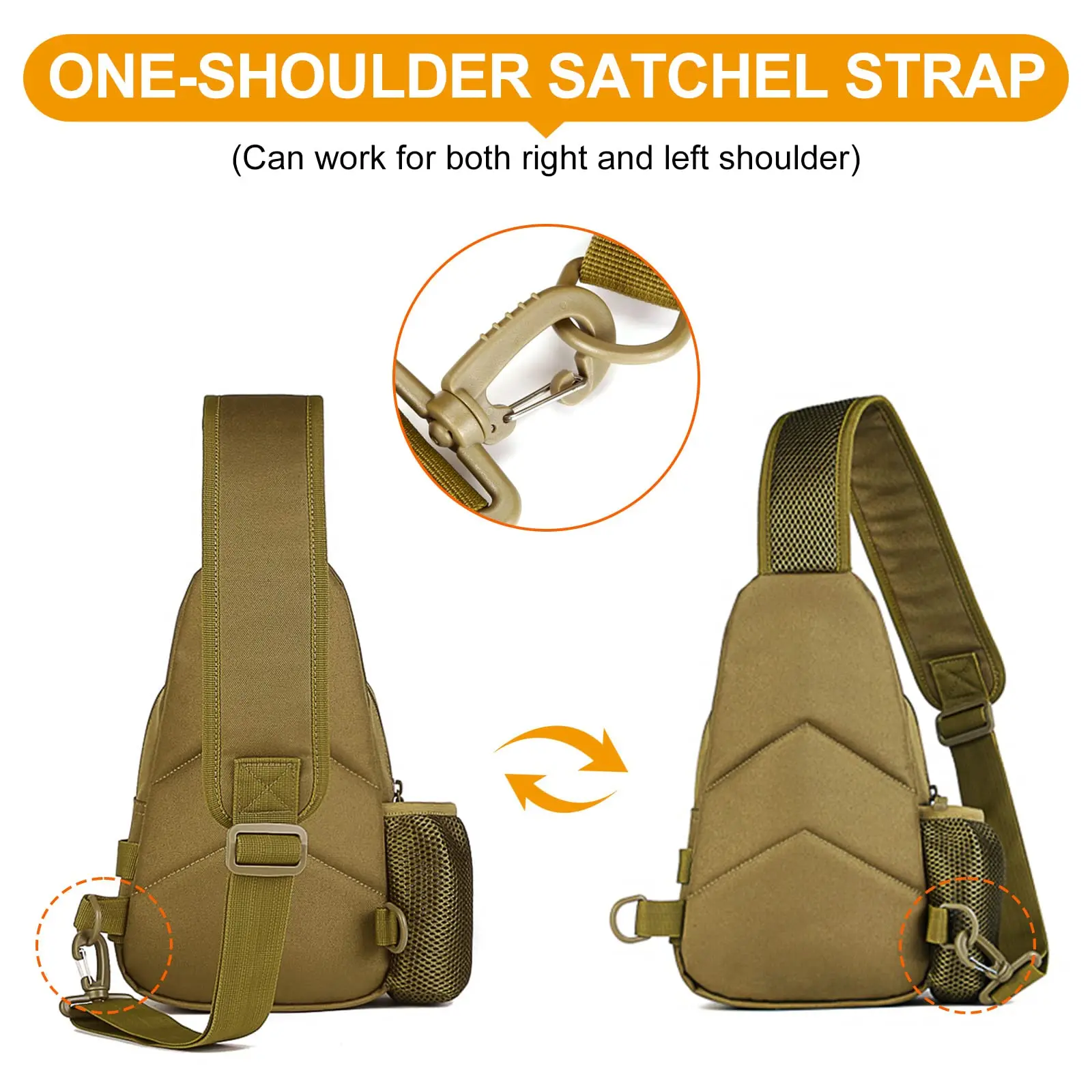 Men's Military Tactical Chest Bag Sling Crossbody Shoulder Bag with Molle Mini Single Strap Backpack for Outdoor Sports Travel
