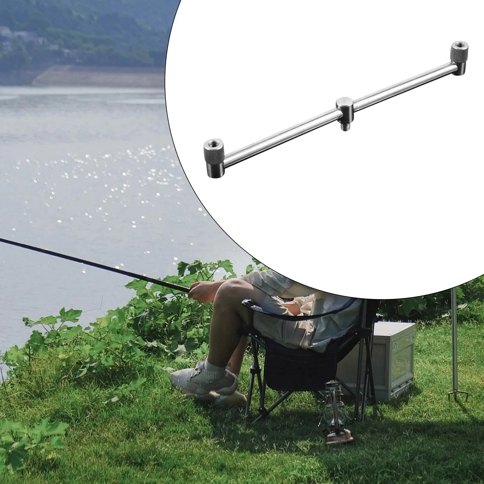 Fishing Rod Pod Buzz Bar Rod Holder Fishing Pole Stand Portable Fishing Gear Crossbar Bracket for Ship Canoe Yacht Boats Room