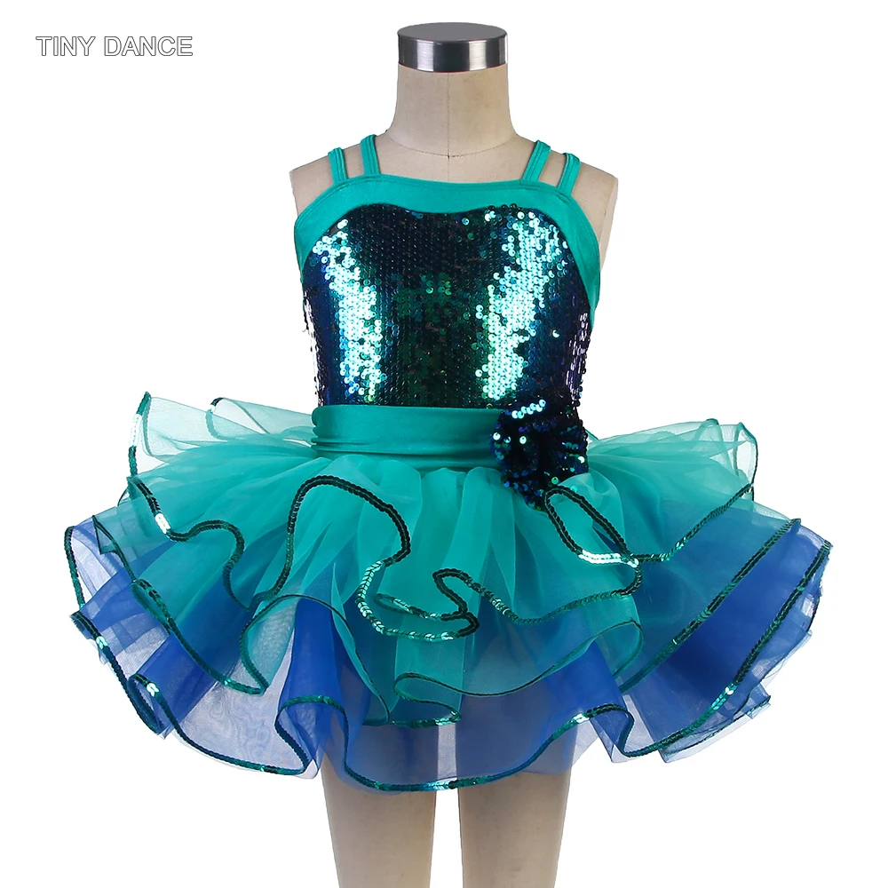 Green/Blue Ballet Tutus Children Romantic Tutu Skirts for Girls Criss Cross Shoulder Straps Leotard Dress Ballerina Costume