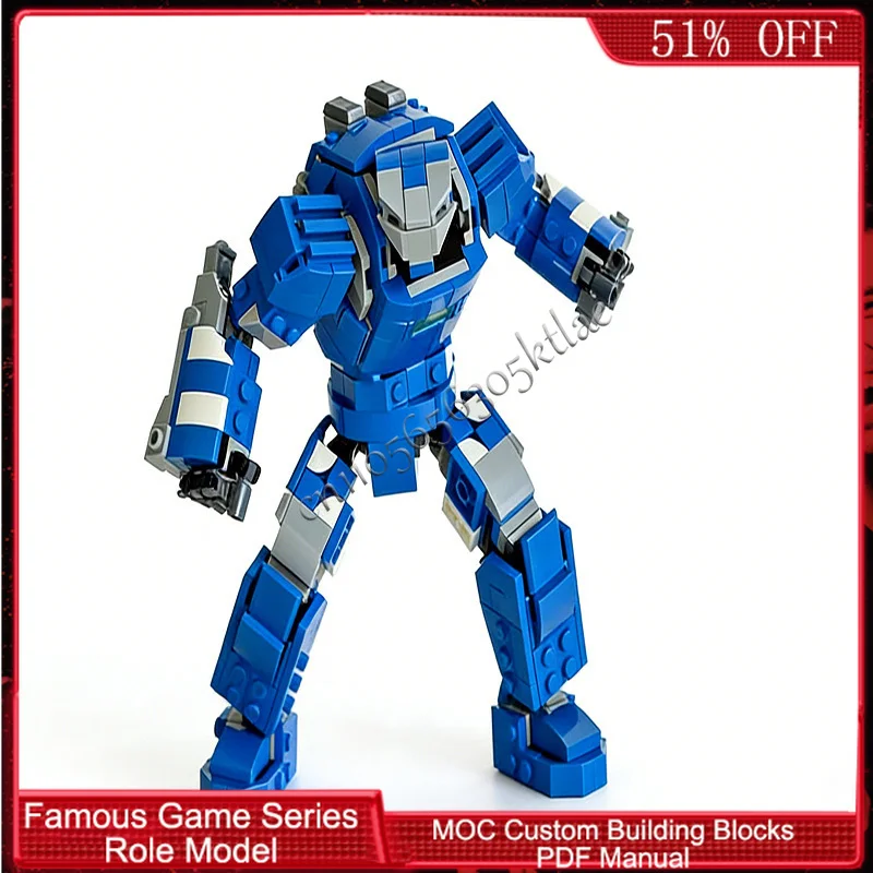 524 PCS Popular Game Character Series Steel Defender MK38 MOC Customize Modular Building Block Kids Simple DIY Festival Toy Gift