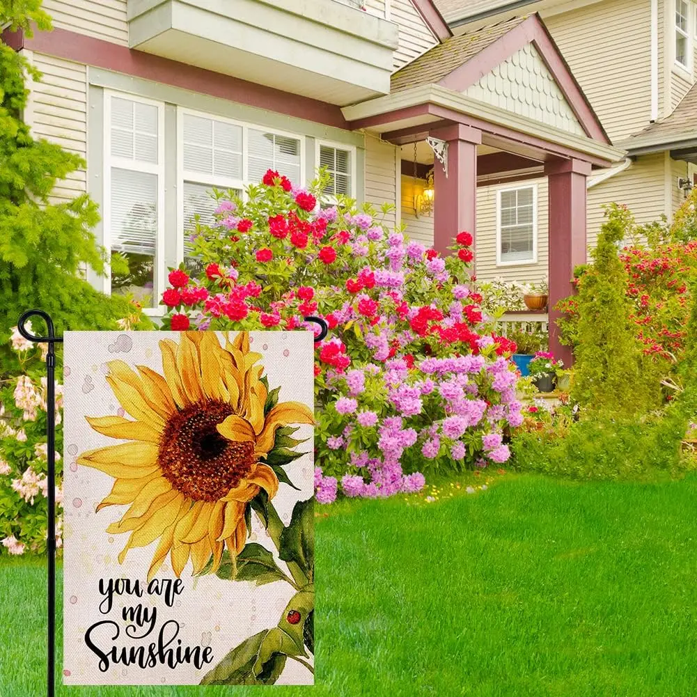 You are My Sunshine Sunflower Garden Flag 12.5 x 18 Inch Vertical Double Sided, Spring Summer Seasonal Yard Outdoor Decorati kkz