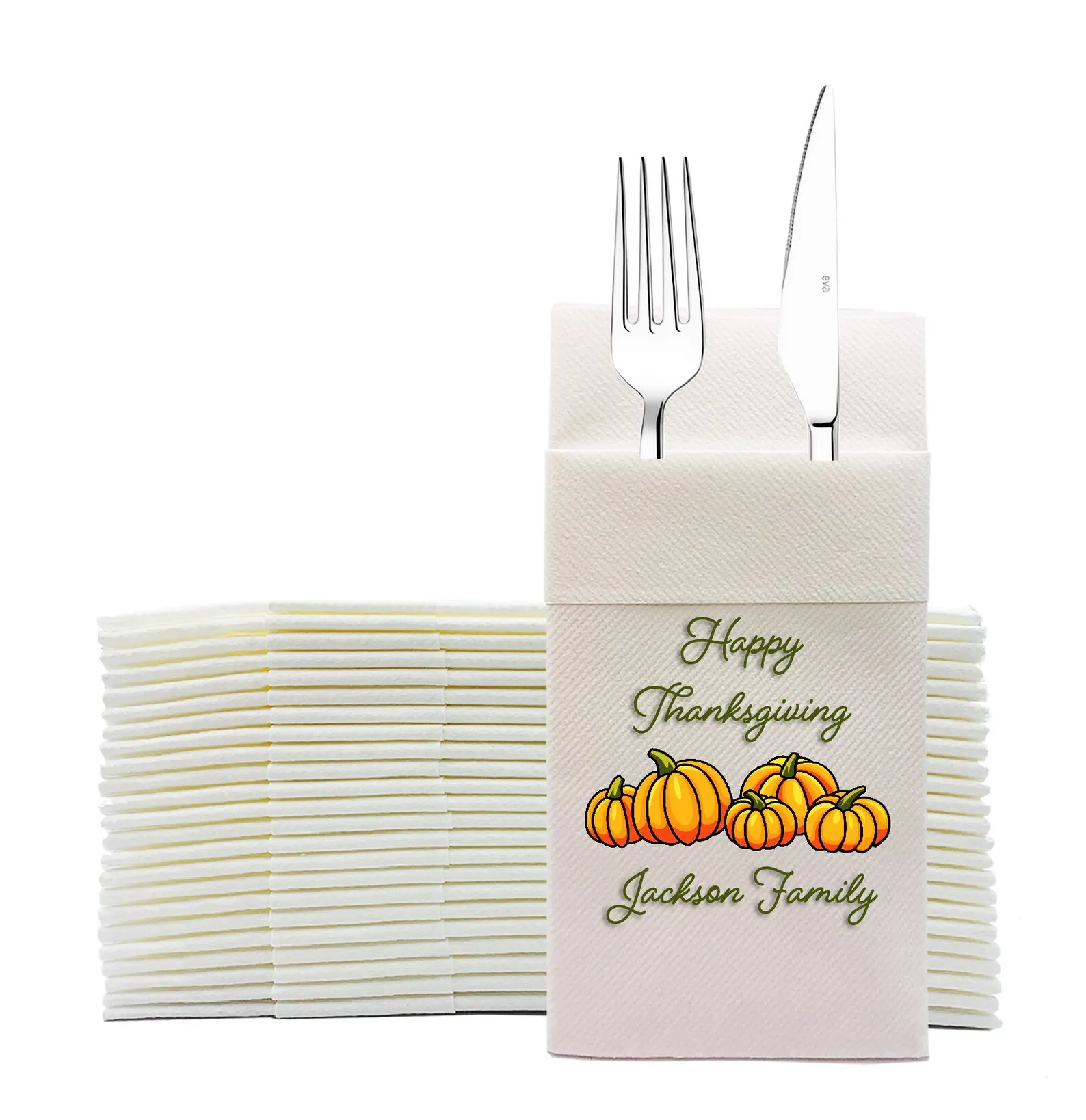 

50pcs Personalized Thanksgiving - Custom Holiday Party Napkins - Custom thanks giving Napkins Or Hand Towels ,Linen-Like