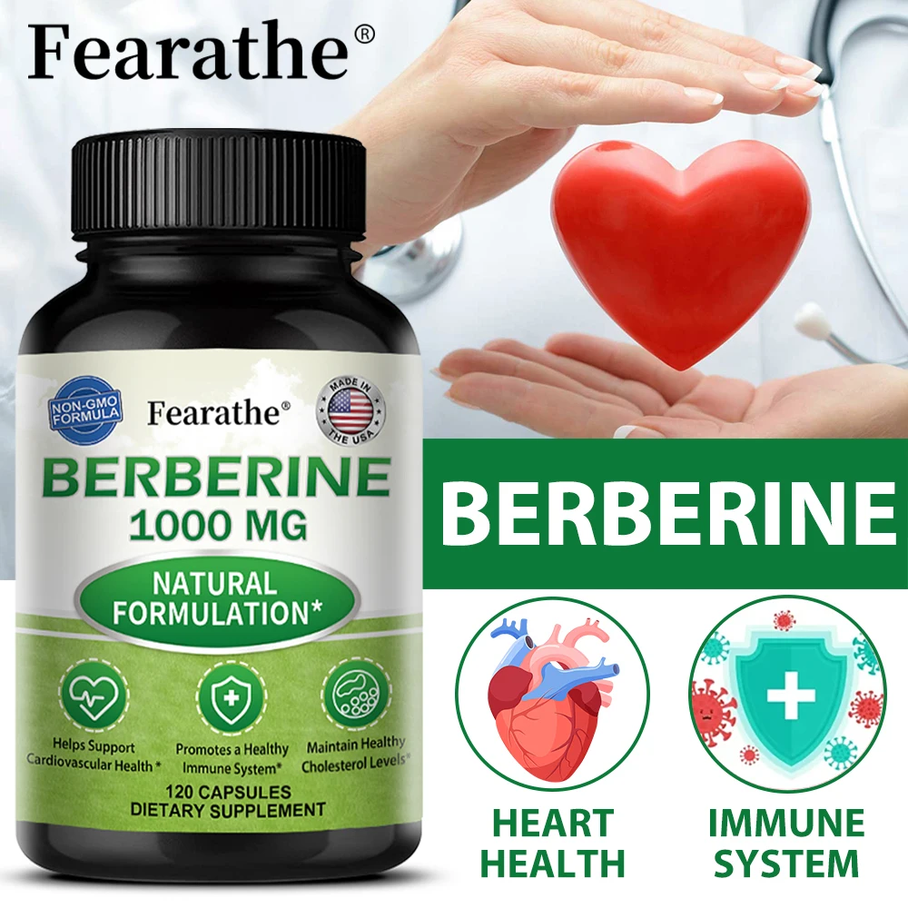 Suplemento Berberina 1000 mg - Apoya la Salud del Corazón, Sistema Inmunológico, Salud GI, Colesterol - Sin Gluten, Sin Lácteos