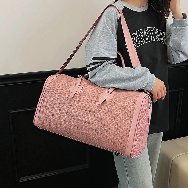 

Travel Totes Gym PU Leather Bag Sports Duffle Women Fitness Business Casual Luggage Handbag Shoulder Weekend Portable Bag