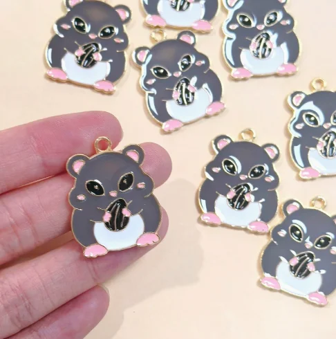 Lot 10 Pcs Cute hamster animal Charms Jewelry Making  Earrings Pendants Necklaces Bracelets DIY Accessories gift