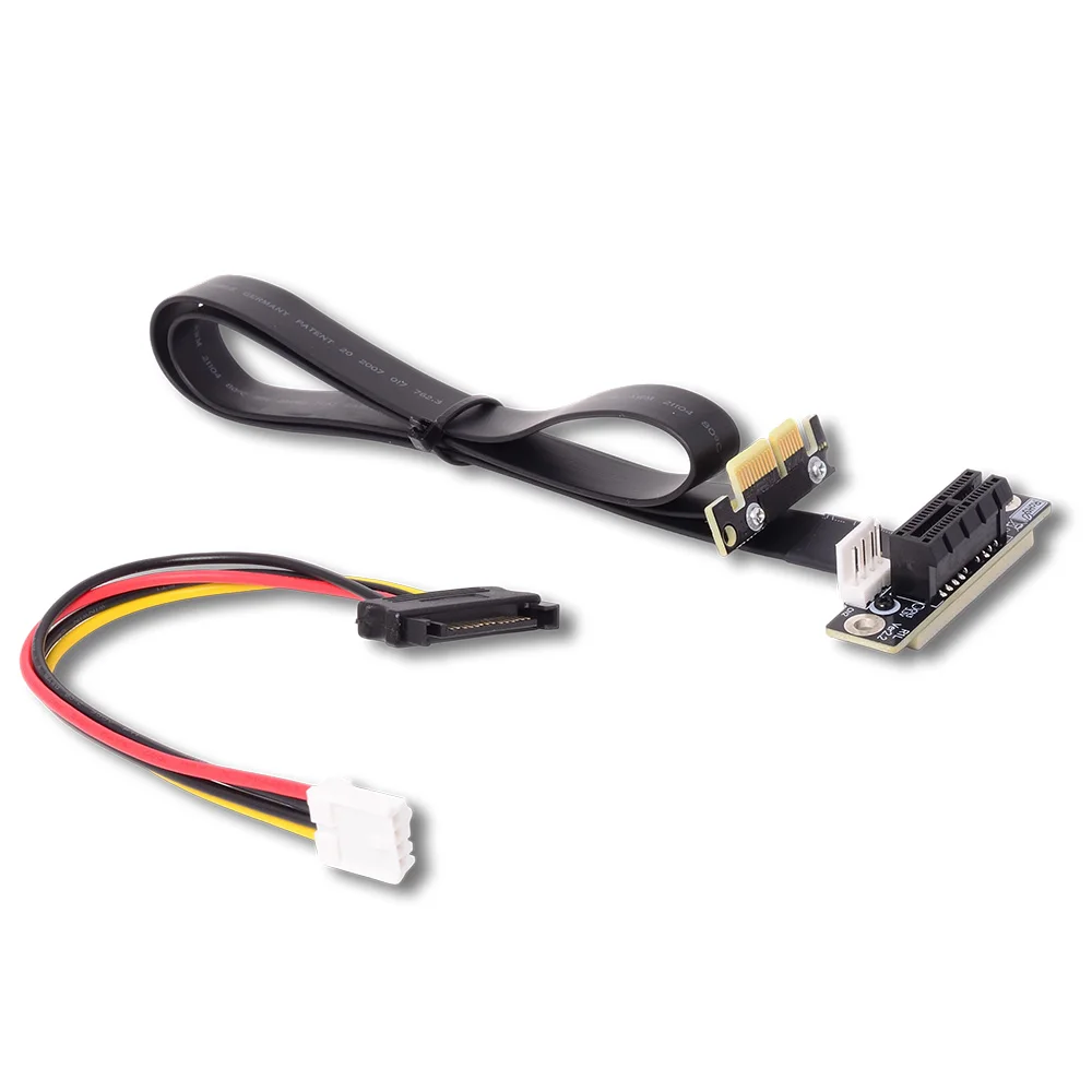 ADT-Link PCIE 3.0 X1 Signal Extension Riser Cable  Dual 90° Right-angled 16G/bps High Speed for Network /sound / USB Card