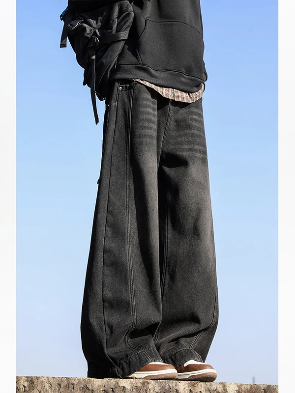 

Мужские джинсы прямого кроя Bla Fce с подкладкой, повседневные свободные брюки, американский стиль, зимние джинсовые штаны