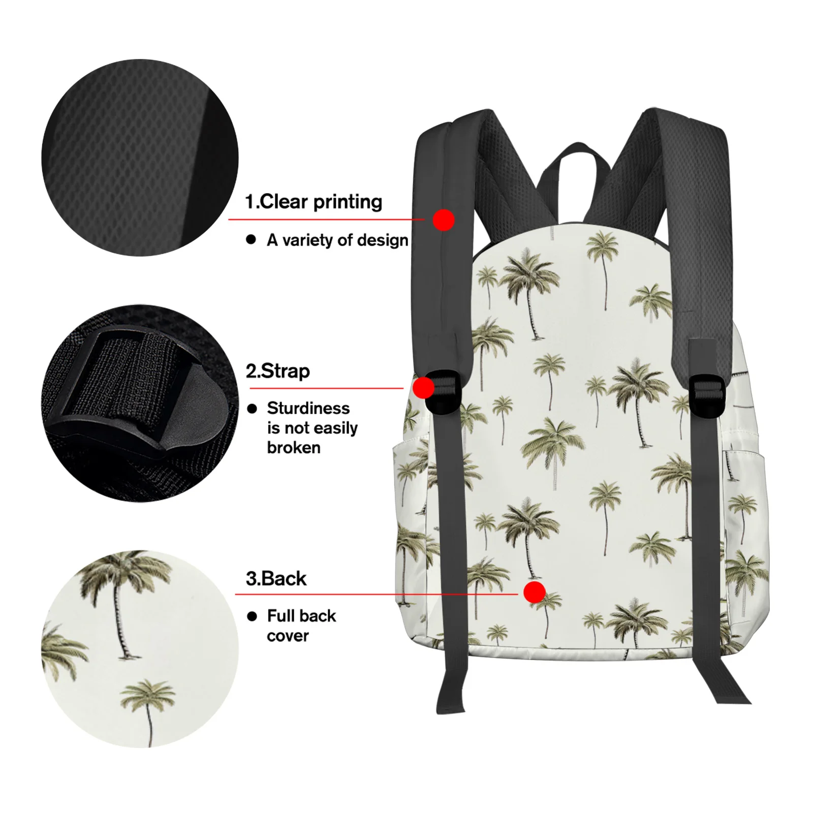 Palm Trees Plant Leaves Student School Bags Laptop Custom Backpack For Men Women Female Travel Mochila