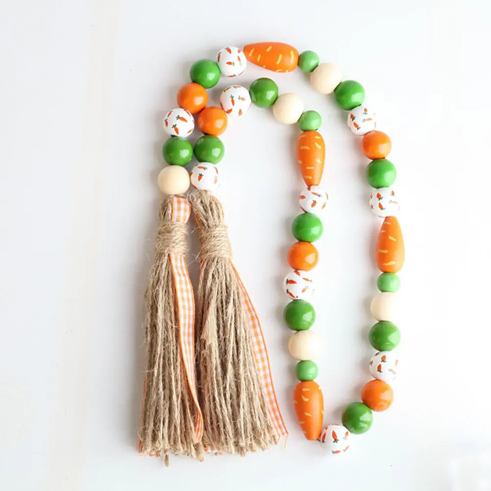 50Pcs Natural Wood Carrot Shape Beads for DIY Crafts Jewelry Making Bracelets Garlands Easter Decor Handmade Craft Beads