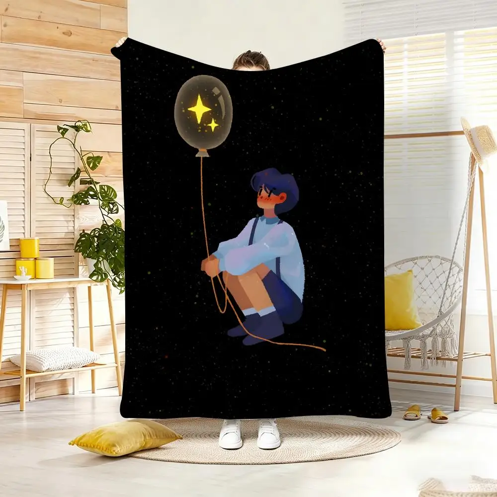 Art D-Dreamy Starry Night Healing Boy Throw Lightweight 240g Flannel Blanket Soft Skin-friendly for Summer Cooling