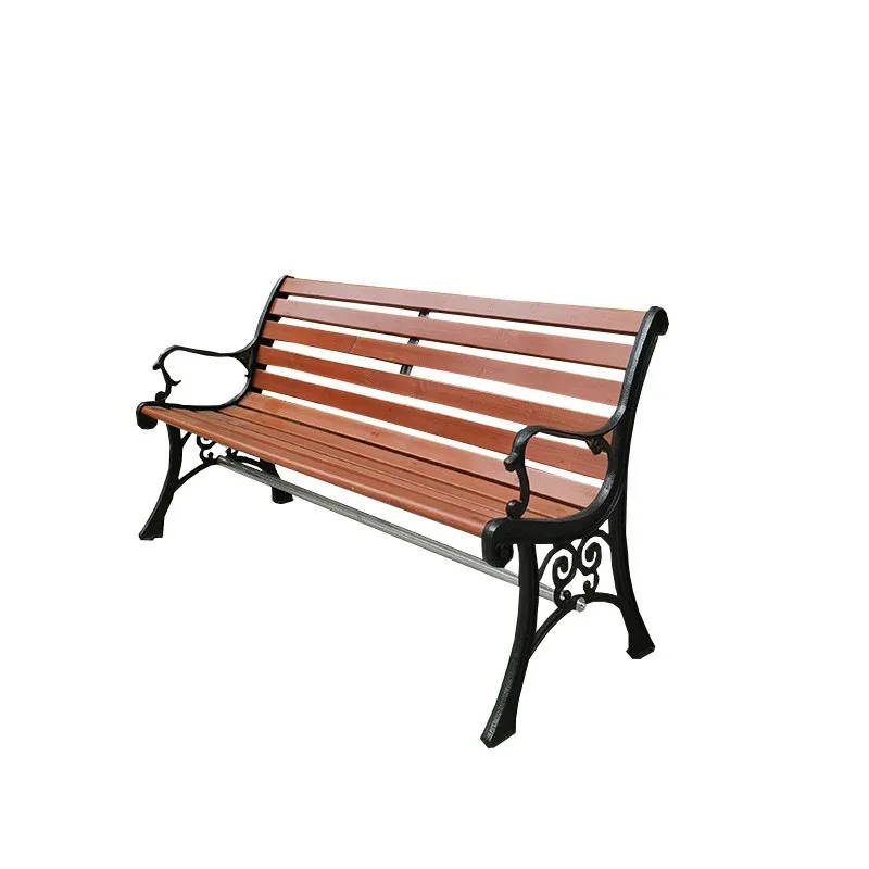 

Outdoor Park Cast Anticorrosive Wood Solid Wood Community Outdoor Square Cast Aluminum Double Long Row Chairs Weighted