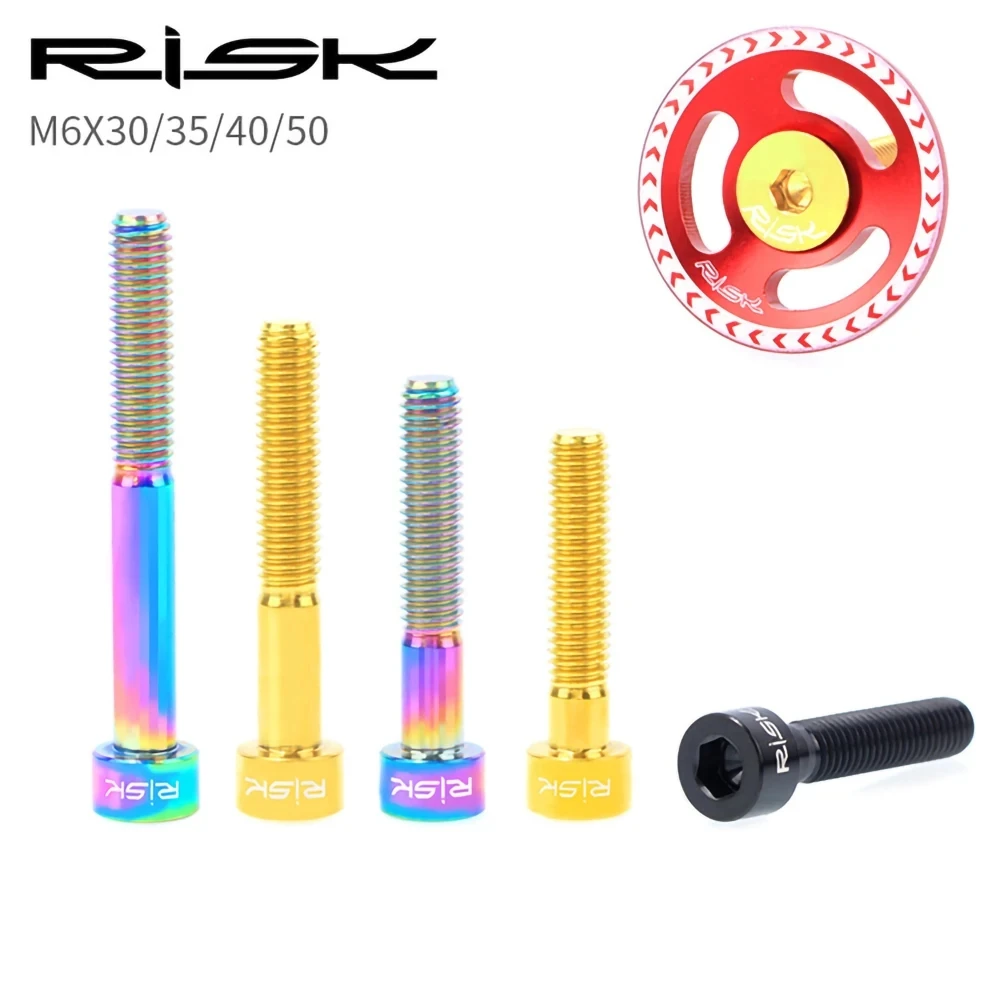 RISK MTB Road Bike Headset Stem Cap Fixing Bolts Countersunk Screw For Star Nut Titanium Alloy M6x30/40/50mm