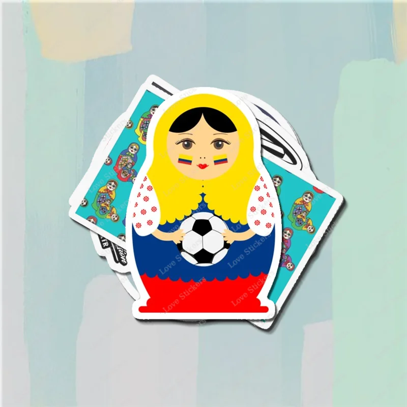 Matryoshka Playing Soccer 5PCS Stickers for Living Room Bumper Anime Cute Kid Car Art Print Window Home Decor  Water Bottles Wal