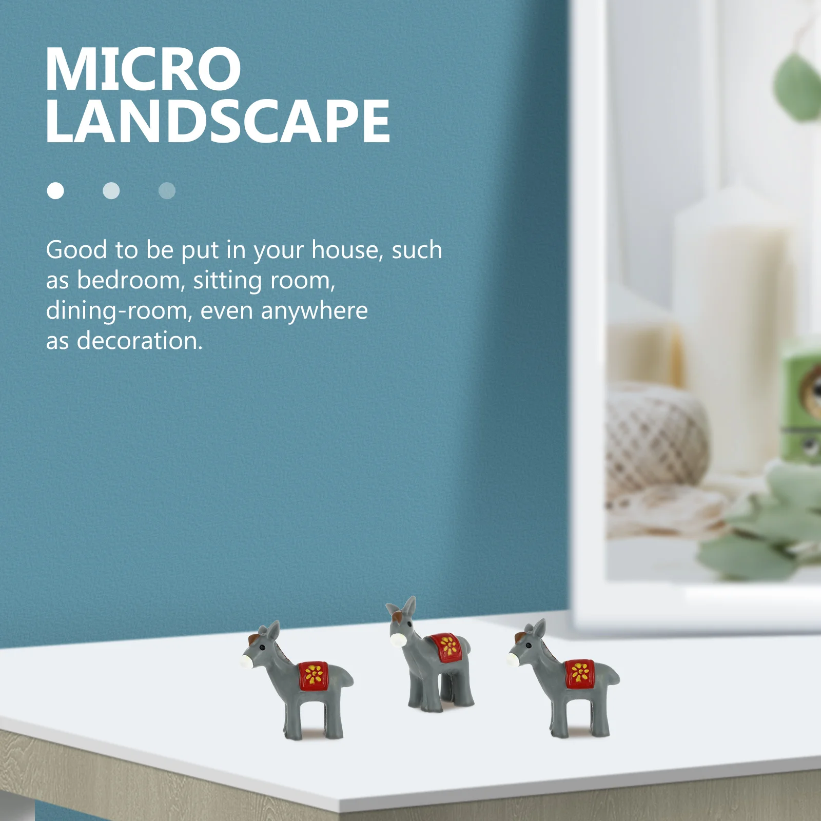 

5Pcs Micro Landscape Decor Resin Art Crafts Miniature Landscape Ornament Donkey Adornment for Bedroom Living Room Dining Room
