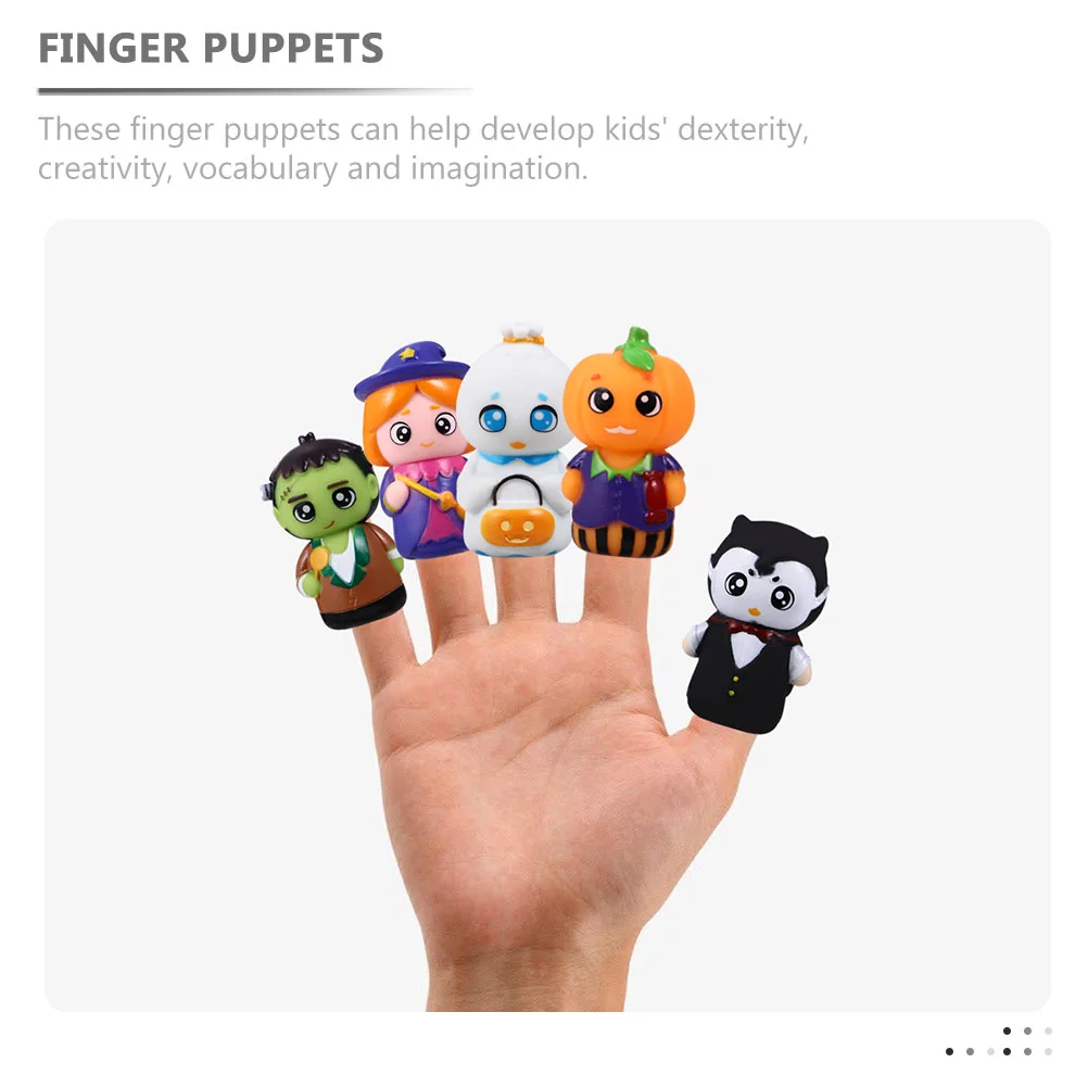 Marionetas de dedo de PVC para niños pequeños, Mini juguetes para contar historias, fiesta de Halloween, educativo, destreza, creatividad, vocabulario, 10 Uds.